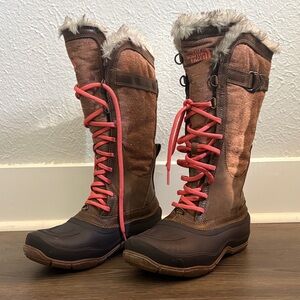 The North Face Women's Brown and Pink Winter Boots